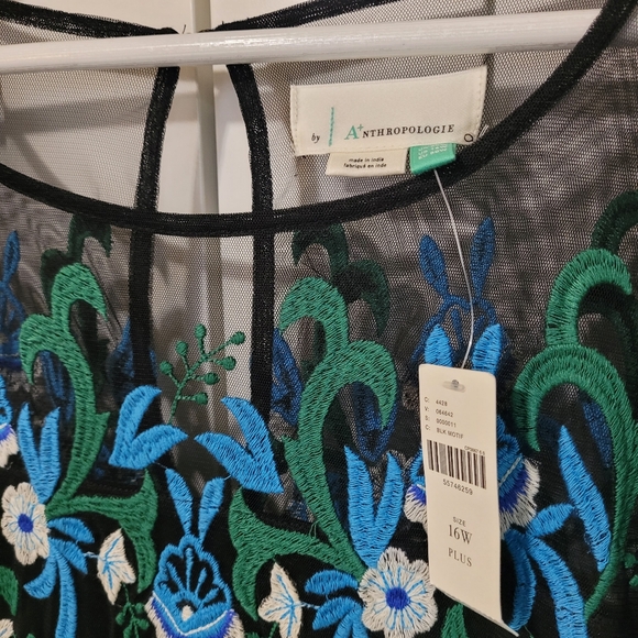 Anthropologie Esther Embroidered Floral Mesh Lace Midi Dress - Picture 13 of 16